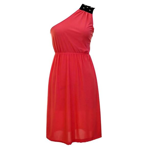 One Shoulder Studded Empire Waist Dress - Picture 1 of 2